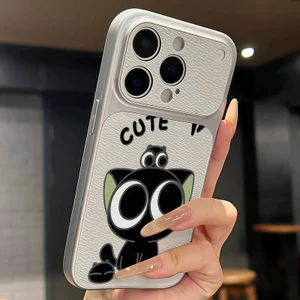 Ốp lưng iPhone Mạ họa tiết da họa tiết mèo dễ thương iPhone 17 16 15 14 13 12 11 Pro Max Plus Max