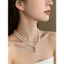 Mặt dây chuyền ngọc trai kim cương lấp lánh tinh tế và dễ thương Vòng cổ xếp chồng hai lớp