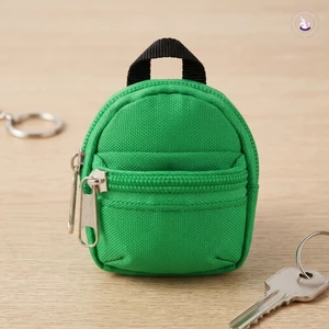 Mini Có Dây Kéo Ví Đựng Tiền Xu Móc Khóa Phụ Kiện Ba Lô Dây Kéo Kép Túi Nhỏ