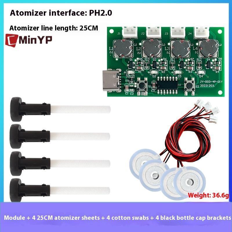 CMinYP Máy tạo độ ẩm bốn loại C USB Máy tạo độ ẩm Mini Bộ dụng cụ DIY Máy tạo sương mù và bảng mạch điều khiển Tấm phun sương có chân đế vinh quang
