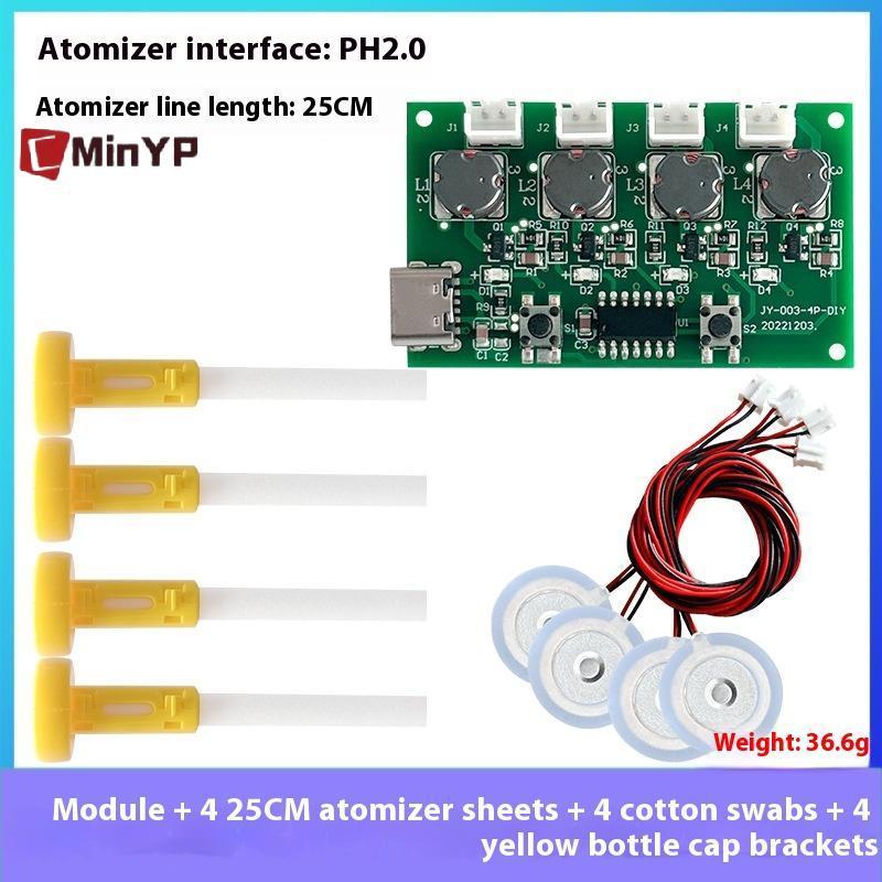 CMinYP Máy tạo độ ẩm bốn loại C USB Máy tạo độ ẩm Mini Bộ dụng cụ DIY Máy tạo sương mù và bảng mạch điều khiển Tấm phun sương có chân đế vinh quang