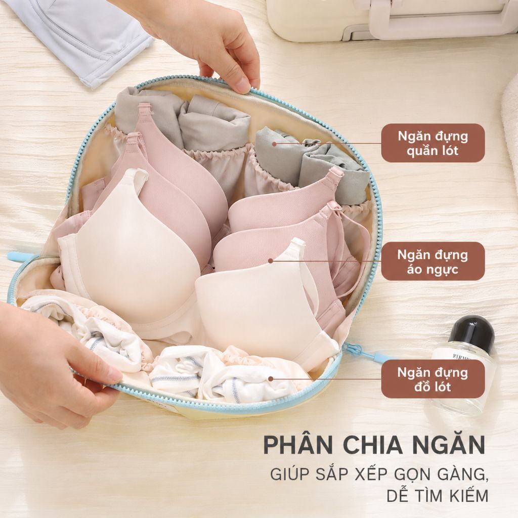 Túi Đựng Áo Lót Quần Lót Du Lịch, Hộp Đựng Nội Y Chống Thấm Có Ngăn Chia