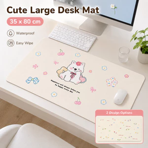 Thảm lót bàn chó con may mắn 35x80cm chống nước dễ lau da PVC lót chuột lớn cho bàn học văn phòng ký túc dễ thương