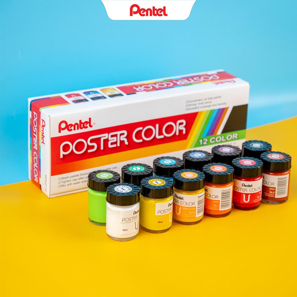 [Màu lẻ] Màu poster Pentel WPU 30ml - màu vẽ Pentel chính hãng màu mị dễ pha lên màu chuẩn