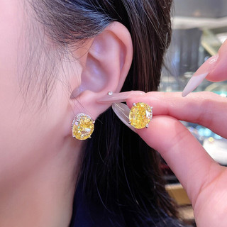 Châu Âu Mỹ ins Phong Cách Mới 5 Carat Zircon Bông Tai Kim Cương Nữ