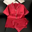 Phụ Nữ Pyjama Châu Âu Đơn Giản Ve Áo Cardigan Tay Ngắn Trang Phục Phong Cách Thanh Lịch Cho Thời Gian Nghỉ Trong Nhà Hàng Ngày