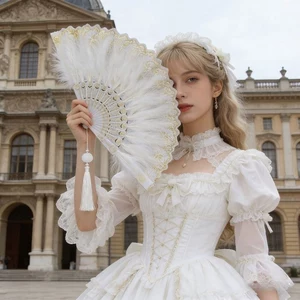 Quạt lông vũ Lolita ren múa gấp khiêu vũ, Sườn xám, sàn Catwalk