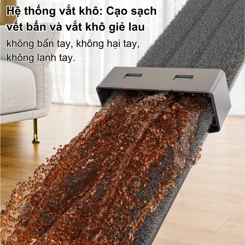 cây lau nhà phun sương tự vắt đa năng lau khô ướt đầu xoay kèm khăn lau sợi mịn cán dài