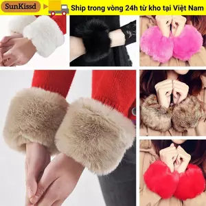 SUNKISSD Lông Thú Giả Vòng Cổ Tay Chống Gió Cho Áo Len & Áo Khoác Oversleeve Cổ Tay Ấm Hơn