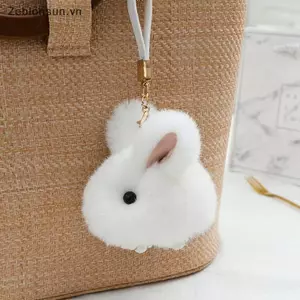 # HB # Móc khóa thỏ sang trọng di động dễ thương Mini Bunny Fur Hairball Mặt dây chuyền Túi treo đồ trang trí Chìa khóa ô tô Quà tặng.