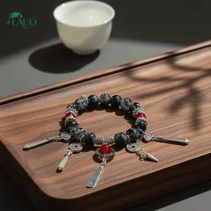 Springevenstar Ink Painting sel Mặt dây chuyền Vòng tay tráng men Thiên đường Mặt dây chuyền phước lành chính thức Vòng tay đính cườm Quà tặng cặp đôi Vòng tay Luy Trang sức Springevenstar