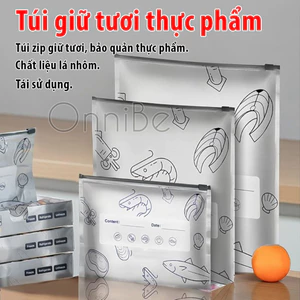 Combo 10 Túi Zip Bạc Bảo Quẩn Thực Phẩm Tươi Sống ,Có Khoá Kéo Tiện Lợi