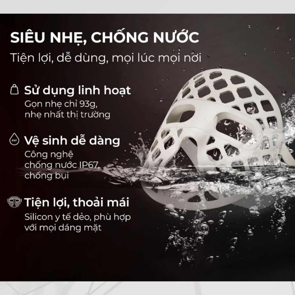 [tặng gel 300g] Mặt nạ ánh sáng sinh học Halio PureGlow Ultralite Silicone LED Face Mask - Bảo Hành 12 Tháng