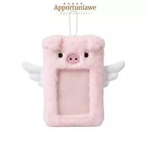 IAPPORTUNIA Photocard sang trọng, Soft Fluffy Puppy / Angel Pig / Mouse Hộp đựng thẻ học sinh, Túi dễ thương Móc khóa động vật hoạt hình Hình ảnh thần tượng Vỏ bảo vệ Quà tặng học sinh