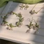 Bộ trang sức IFASIN Lily of The Valley, Vòng tay hoa lan trắng xanh, Quà tặng vòng cổ hoa tua rua