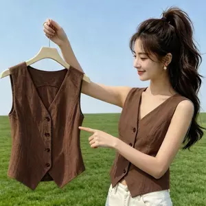 2026 Phong cách mới Slim-fit Thiết kế thời trang không tay Top kiểu Pháp Retro Tính khí Áo vest nữ mặc ngoài mùa hè