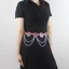 Thắt lưng FINANSIN, Thiết kế sang trọng Dây chuyền tua rua nhiều lớp Dây chuyền kim loại Pentagram, Thương hiệu hợp thời trang Y2K Punk Hollow Star Dây đeo thắt lưng bằng da PU