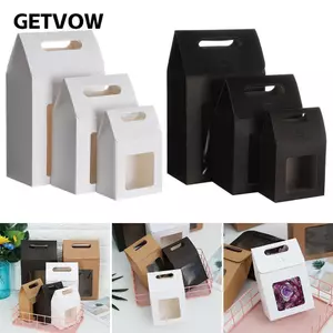 GETVOW 6 Chiếc Túi Đựng Kẹo Trẻ Em Quà Tặng Giấy Kraft Ủng Hộ Đám Cưới Cửa Sổ PVC