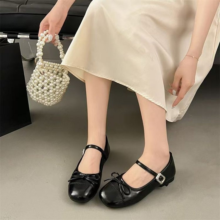 Pháp Retro Bạc Mũi Tròn Thấp Gót Mary Jane Giày Mùa Hè Phong Cách Mới Thời Trang Mặc Ngoài Chống Trơn Trượt Chống Mài Mòn JK Giày Da Nhỏ Nhà Máy Giá Bán Buôn