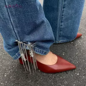 AqToCna Thời Trang Mới sel Quần Mắt Cá Chân Dây Xích Nữ Chân Quần Jean Trang Sức Chân Trang Trí Quần Áo Phụ Kiện AqToCna
