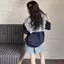 Bé gái (120-170) Áo thun ren phong cách mới mùa hè tay ngắn + Quần Short Denim kim cương nóng Bộ hai mảnh