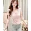 Áo thun ngắn tay thiết kế ren phong cách Hàn Quốc dành cho nữ mùa hè 2026 Phong cách mới Vai trước Slim-Fit Slimmer Look Beautiful Beautiful Small Top