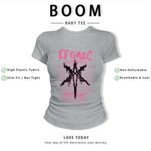 BOOM Áo Baby Tee Nữ Cotton Ôm Body-Áo Thun Ngắn Tay Y2K In Hình PhongCách Mùa Hè, Cổ Tròn Hàng Đầucách hàn quốc phong439