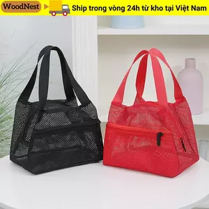 Túi đi biển lưới WOODNEST​​, ​​Dung tích lớn​​ Túi đựng đồ giặt khô nhanh, lưới thoáng khí​ Có thể gập lại​​ ​​Dụng cụ sắp xếp bồn tắm nhẹ Du lịch & Kỳ nghỉ​​