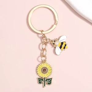 Móc Khóa Hình Chú Ong Và Hoa Hướng Dương Dễ Thương