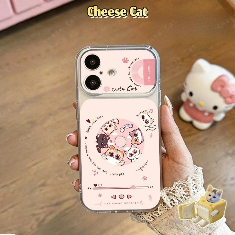 Ốp Điện Thoại Da Mèo Hồng Có Chân Đế Kim Loại Xoay Cho iPhone 16 17 13 14 15 Plus 12 11 Pro Max Xs XR