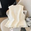 Áo Vest Ren PYCOU, Áo Vest Nữ Màu Trơn Cổ Tròn, Họa Tiết Jacquard Đa Năng Không Tay Áo Liền Quần Áo Cardigan Xuân Thu