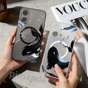 Ốp điện thoại từ tính mềm "Ink Whale" mỏng cho POCO X8 Pro X7 X6 F8 Redmi Turbo 5 Max Turbo 4 / K90 Max K80 Note 15 Pro 15T / Chống trầy xước / Chống vân tay / Vỏ POCO / Vỏ Redmi