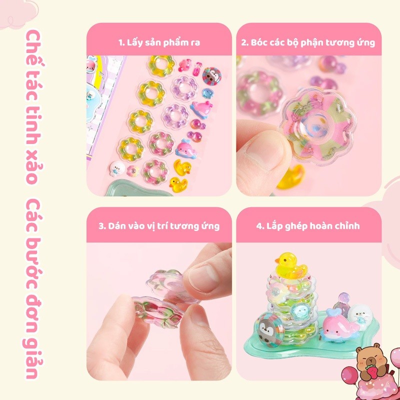 Sticker Nổi 3D DIY Decor Bàn Học Hình Dán Hoạt Hình Cute Đồ Chơi Sáng Tạo Cho Bé