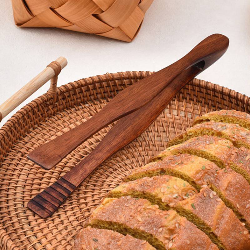 NS Gỗ Nhà Bếp Kẹp Thực Phẩm Salad Phục Vụ BBQ Lưỡi Thịt Bánh Mì Nướng Thực Phẩm Kẹp BBQ Kẹp Nhà Bếp Buffet Dụng Cụ NS