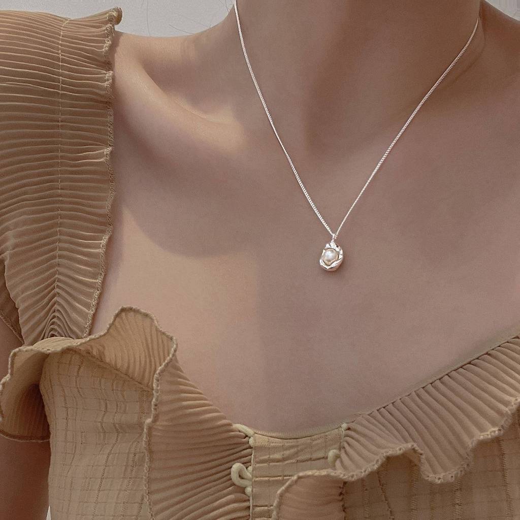 Vòng cổ hình học ngọc trai bạc s925