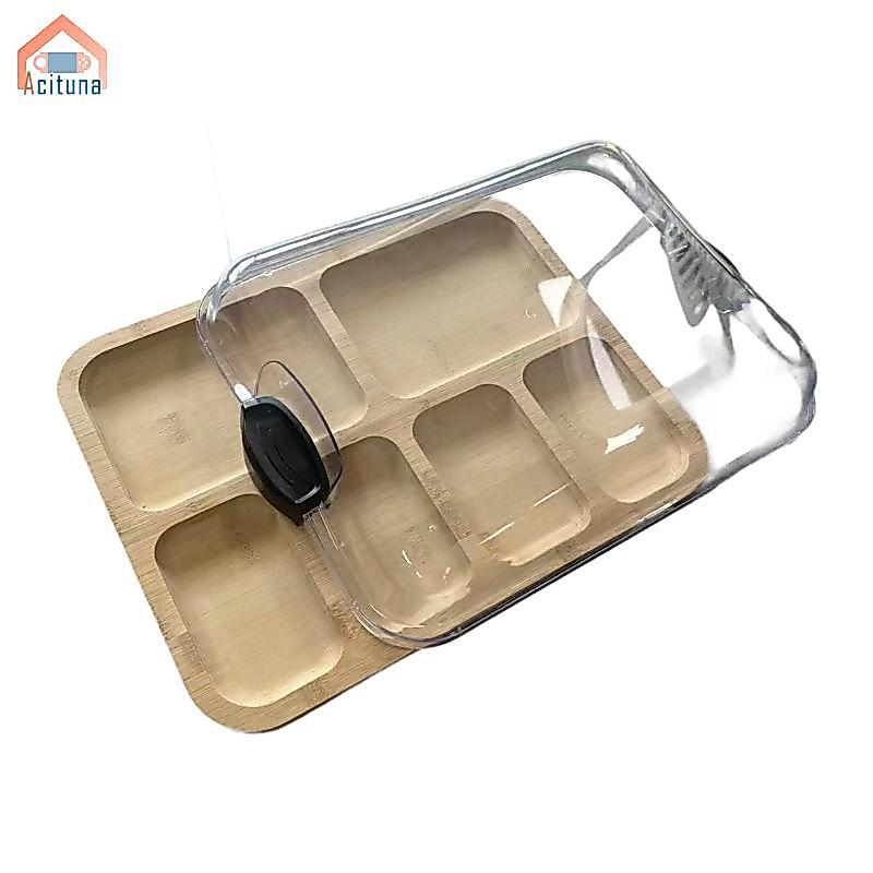 Khay Phục Vụ Tre Thớt Gỗ Charcuteries Ban Phô Mai Có Nắp Khóa Ăn Nhẹ Khay Trái Cây Đĩa Có Ngăn Di Động Thích Hợp