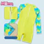 Đồ bơi một mảnh cho trẻ em dành cho bé trai, đồ bơi suối nước nóng dài tay với quần short dài đến đầu gối, bộ đồ lướt sóng