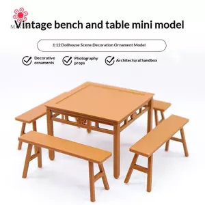 MJnmc 5 Chiếc Montessori Thu Nhỏ Giả Bàn Ghế Dài Mô Hình 1: 12 / 1: 18 Nhà Búp Bê Nội Thất Phụ Kiện Cho Bé Gái Quà Tặng Mới