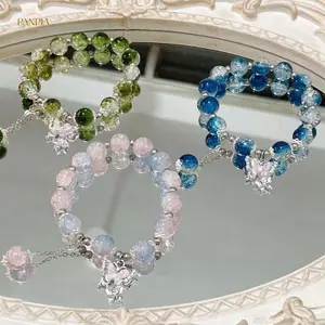PNPIA- Ngọt Ngào Thời Trang Pha Lê Đính Hạt Vòng Tay Nữ Bướm Mặt Dây Chuyền Vòng Tay Đàn Hồi Vòng Tay Tiệc Cưới Trang Sức Quà Tặng