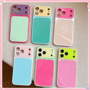 Dành Cho iPhone 17 Pro Max 16 15 14P Nữ Tính Thời Trang Màu Sắc Tương Phản Lớn Thiết Kế Cửa Sổ Mặt Sau Kính TPU Chống Sốc Vỏ Điện Thoại Bảo Vệ Chống Trầy Xước Vỏ Chống Bụi Bẩn
