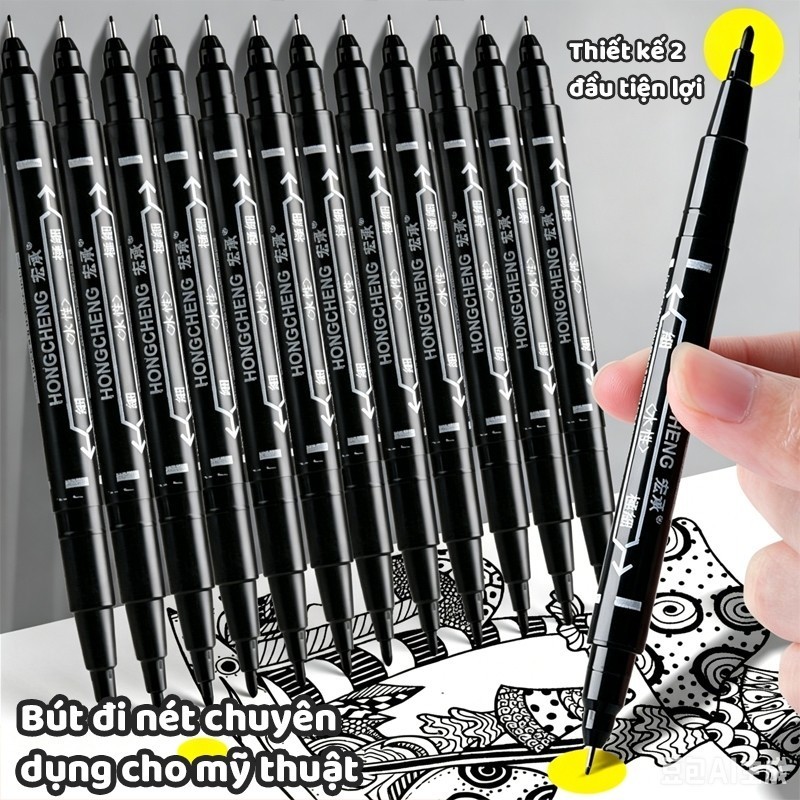 Bút Đánh Dấu Mực Nước Đen Đỏ Xanh Ngòi 0.5Mm/1.0Mm Bút Lông Dầu 2 Đầu Siêu Nhanh Khô Để Vẽ