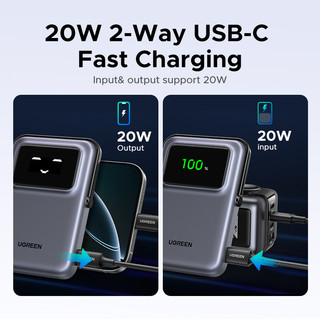 【Pin Sạc Dự Phòng Có Thể Đặt Hàng】Pin dự phòng sạc không dây từ tính UGREEN 10000mAh 20W USB-C + Sạc không dây từ tính 7