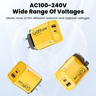 Elough 120W Cổng Kép Sạc Điện Thoại Di Động PD Loại C Sạc Nhanh Treo Tường Bộ Chuyển Đổi Nguồn Điện