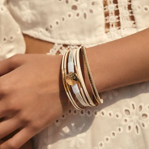 Vòng tay PU nhiều lớp dệt với họa tiết Artisan, mảnh tuyên bố style cổ điển Boho