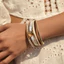 Vòng tay PU nhiều lớp dệt với họa tiết Artisan, mảnh tuyên bố style cổ điển Boho