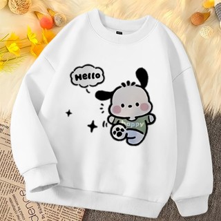 Pochacco Chó Hoạt Hình Trẻ Em Áo Cổ Tròn Dài Tay Dễ Thương Chó Con Chui Đầu Ấm Áp Mùa Đông Thường Ngày Trang Phục