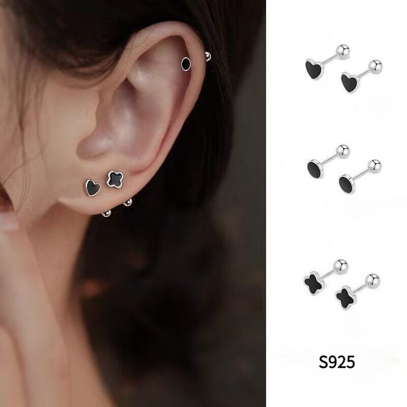 Bông tai S925 tình yêu ren dành cho học sinh nam nữ, dễ dàng sử dụng khi ngủ