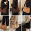 Túi ESSENCEH Da lộn Hobo, Chất liệu da lộn Túi đeo vai cổ điển màu trơn, Thời trang sức chứa lớn Thiết kế cổ điển Dây đeo vai Túi xách dung tích lớn Đi chơi thông thường