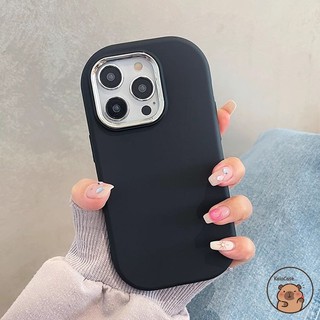 Tương Thích Cho Realme GT7 Pro GT6 GT3 Neo 6 SE 5 2T V50 V23 V20 V13 V11 V11S V1 GT Master Q3 Pro Carnival Neo7 Vỏ Điện Thoại Hình Bầu Dục Mạ Tròn Vỏ Màu Trơn