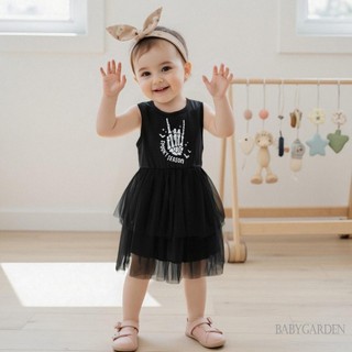 Váy vải tuyn cho bé gái mới biết đi - Không tay họa tiết tay bộ xương Halloween
